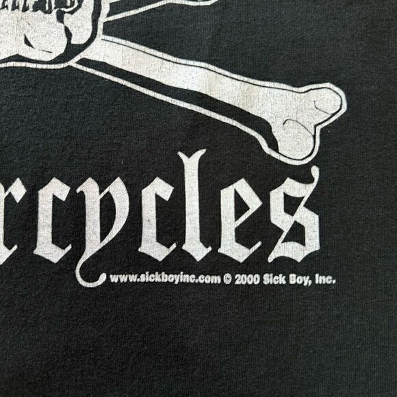 Y2K Sick Boy Motorcycles XL Graphic Tank Top Black Skull Crossbones Bikercore - Picture 5 of 5